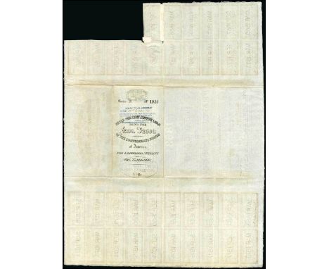 CSA Bonds. Ball 156. January 1, 1863. 100 Pounds - 2,500 Francs. No.1959. Erlanger bond. Grayish-brown tint. Allegorical woma