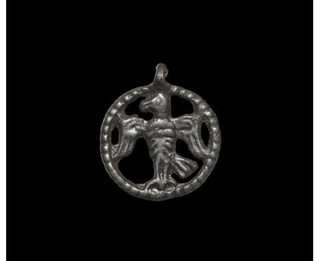 11th-12th century AD. A bronze Scandinavian type pendant (also widespread in the historical Rus region), with central openwor