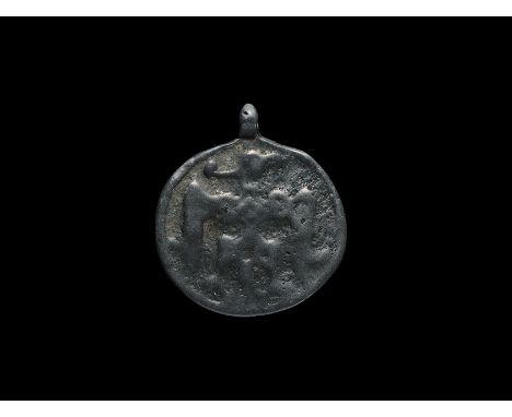 11th-12th century AD. A bronze Scandinavian type pendant (also widespread in the historical Rus region), with integral loop a