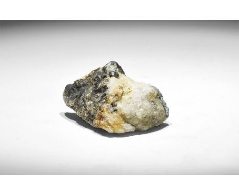 . A nest of bright blue azurite crystals in matrix, in old white card tray, from the Gregory, Bottley, and Lloyd collection. 