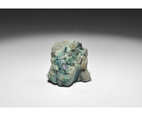 . A specimen of chrysocolla from Zambia, with old Gregory, Bottley, and Lloyd label: ‘Chrysocolla, N’Changa Mine, Kitwe, Zamb