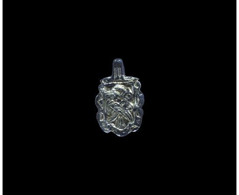 10th century AD. A silver-gilt Scandinavian type pendant (also widespread in the historical Rus region), with integral loop, 