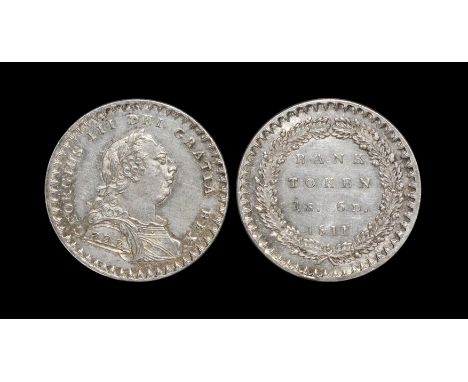 Dated 1811 AD. Laureate and draped bust. Obv: profile bust with GEORGIUS III DEI GRATIA REX legend. Rev: inscribed BANK / TOK