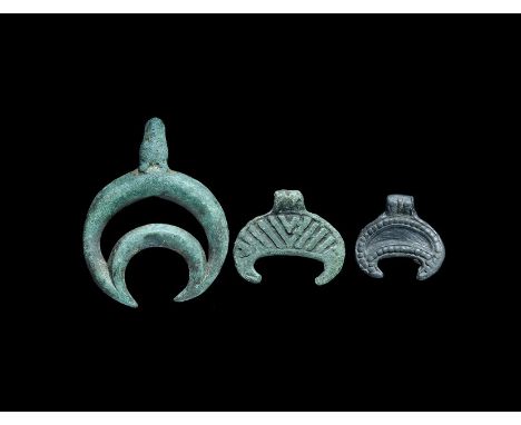 10th-12th century AD. A mixed group of bronze lunate Scandinavian pendants (also widespread in the historical Rus region), co