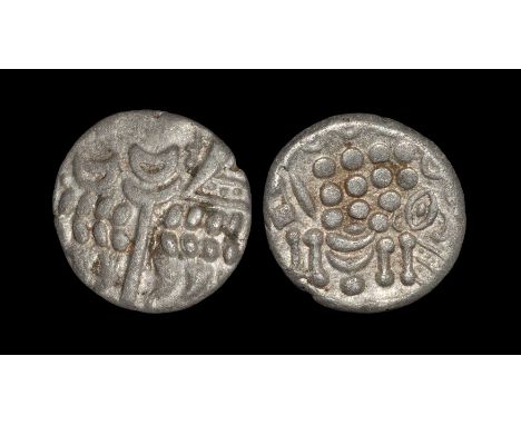 50-5 BC. Obv: wreath cloak and crescents. Rev: disjointed horse left with 'eye' behind and annulet-and-pellets above. S. -; B