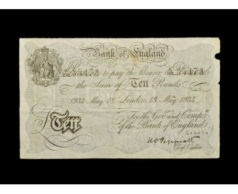 Dated 18 May 1934. German forgery, serial number K/135 35473. Obv: Britannia vignette with black text. Rev: blank.   The Germ