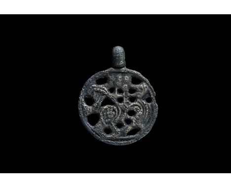 11th century AD. A bronze Scandinavian type pendant (also widespread in the historical Rus region), with integral loop, openw