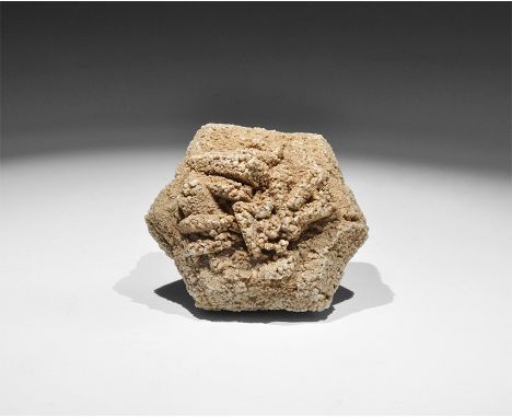 . A pseudo-hexagonal twinned crystal of aragonite with additional pseudo-hexagonal twinned overgrowth of aragonite, with old 