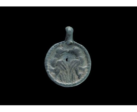 12th century AD. A bronze Scandinavian type pendant (also widespread in the historical Rus Middle Dnieper region), with integ