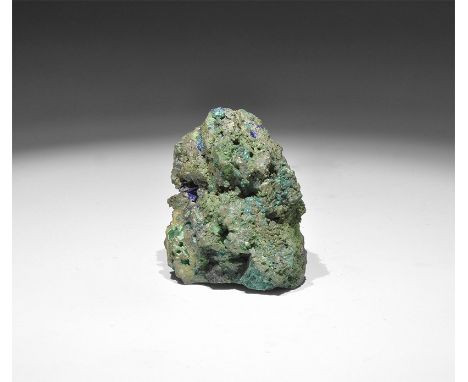. A specimen of azurite and malachite showing micro-crystallisation, with old Gregory, Bottley and Lloyd label reading; ‘Azur