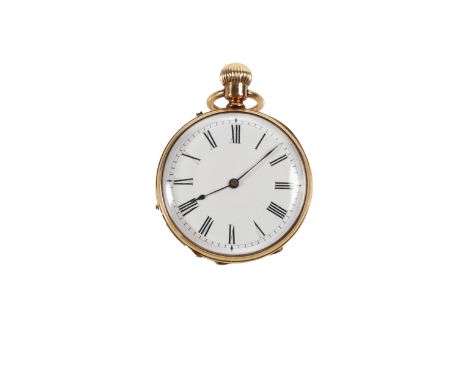 the white enamel dial with Roman numerals and outer minutes track, the caseback with engine turned decoration and central cir