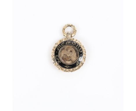 A central glazed hairwork department surround stating 'In Memory Of' in black enamel. Reverse engraved 'Mary Cottingham died 