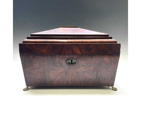 A Regency oyster veneered tea caddy, circa 1820, height 22cm, width 33cm, depth 16.5cm.Provenance: Michael Trethewey. A Gentl