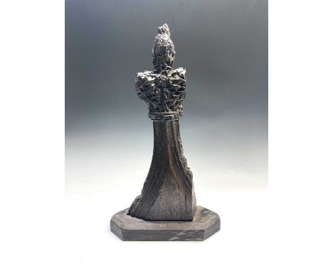 A carved oak poppy head bench end finial, 16th century, probably Devon, height 64cm, width 36cm, depth 14cm.Provenance: bough