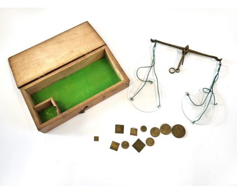 Vintage boxed jewellers scales complete with weights