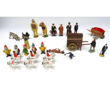 Barrel Organ with Grinder and Monkey Timpo Porter, Passengers and Police Officer, Lifeboatmen, Dogs, Snow White, Dwarfs, fox,