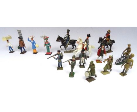 CBG Mignot, various figures including Napoleon mounted and on foot, Christopher Columbus, four Civilians and a British Army C