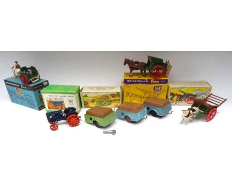 Britains set 127 Fordson Major Tractor spudded metal wheels in original box (Conditon Good-Fair, driver and exhaust pipe miss