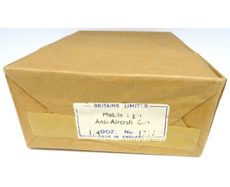 Britains three sets 1717, Mobile Light AA Gun on Chassis in original boxes and quarter dozen brown paper trade wrap, unopened