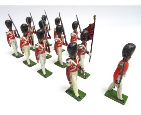 Heyde 60mm scale 5th Regiment of Foot (Northumbrian Fusiliers) c.1830 marching at the slope with Officer, Bugler and Colours 