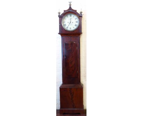 Irish mahogany longcased clock, the circular cream painted dial named Holbrook, Dublin, subsidiary seconds, eight day movemen