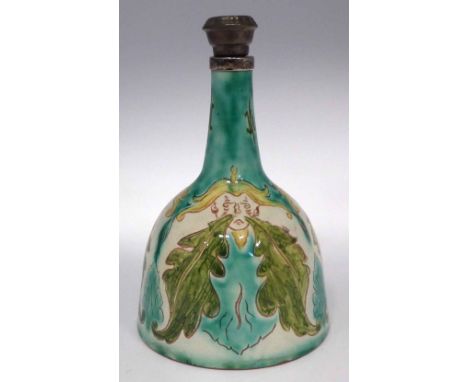 Della Robbia bottle,   incised by Annie Beaumont and painted by Annie Smith with leaves and masks, incised and painted marks 