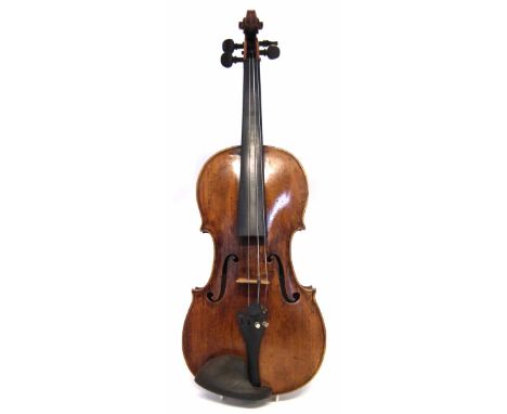 Violin, with two piece back and light brown varnish, together with a case and modern bow,18th /early 19th century