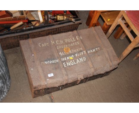 A metal trunk and contents of various tools 