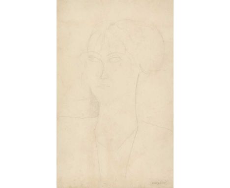 ◆ Amedeo Modigliani (Italian, 1884-1920) Head of a Girl  pencil on papersigned (lower right) Dimensions:43cm x 26.5cm (17in x