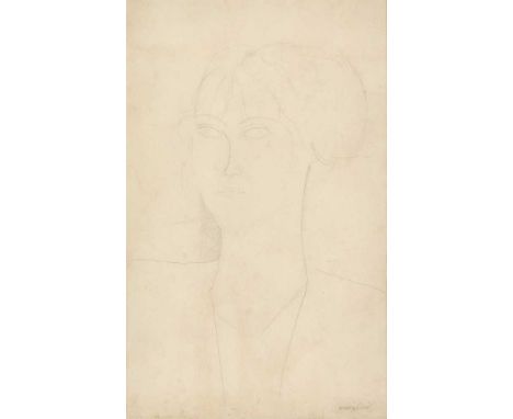 ◆ Amedeo Modigliani (Italian, 1884-1920) Head of a Girl  pencil on papersigned (lower right) Dimensions:43cm x 26.5cm (17in x