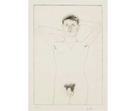 § † David Hockney O.M, C.H., R.A. (British 1937- ) In an Old Book (from Illustrations for Fourteen Poems from Constantine Cav
