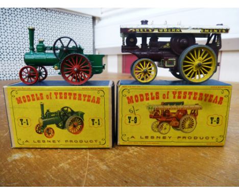 2 BOXED MATCHBOX MODELS OF YESTERYEAR - NO. Y-1 ALCHIN TRACTION ENGINE AND NO. Y-9 FOWLER 'BIG LION' SHOWMAN'S ENGINE