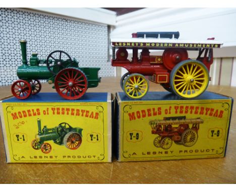 2 BOXED MATCHBOX MODELS OF YESTERYEAR - NO. Y-1 ALCHIN TRACTION ENGINE AND NO. Y-9 FOWLER 'BIG LION' SHOWMAN'S ENGINE