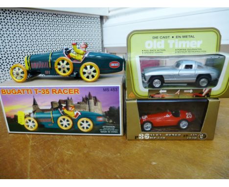 BOXED BUGATTI T-35 RACER, OLD TIMER CAR AND BRUMM ALFA ROMEO