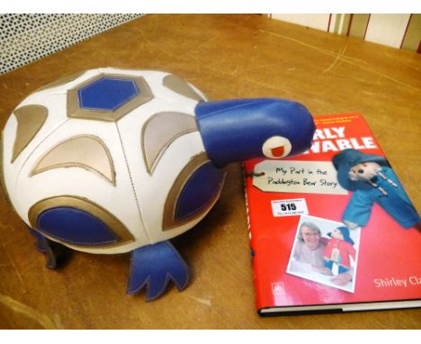 PRE-PADDINGTON GABRIELLE DESIGN TURTLE POUFFE AND 'BEARLY BELIEVABLE BOOK'