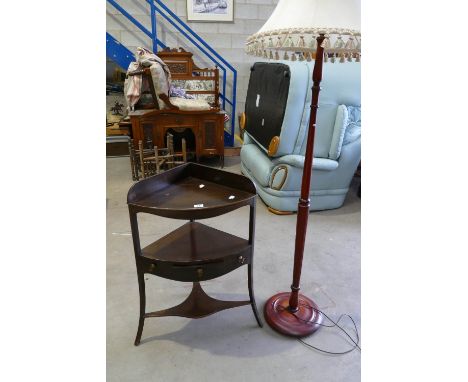Georgian mahogany corner wash stand and mahogany reproduction standard lamp (2)