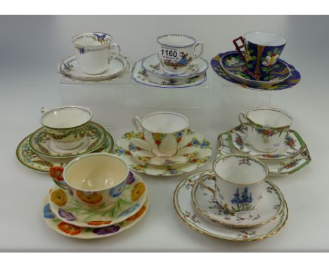 A collection of dinnerware trio sets including Aynsley, Grindly, Royal Albert Dainty Dimah, Royal Worcester Windsor, Radford 