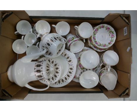 A mixed collection of ceramic teaware to include Colclough floral patterned part tea set, Paragon Symmetra tea set to include