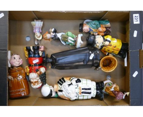 A mixed collection of items to include continental ceramic figures, Manton small ceramic figure, Wedgwood decanter, etc