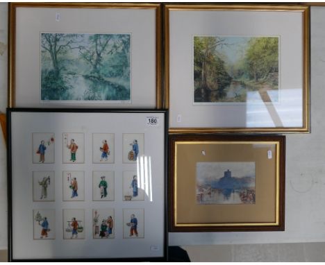 A collection of framed prints to include Jean Goodwin limited edition prints, an oriental style item, landscape view etc (4)