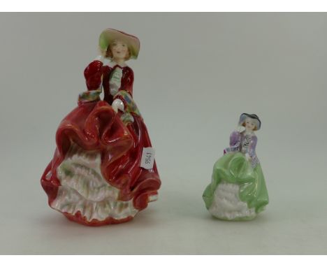 Royal Doulton figure Top o the hill HN1834 and similar smaller item in green colourway (2)