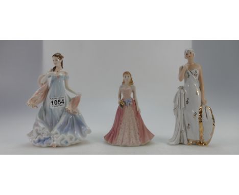 Royal Worcester limited edition figure With All my Heart CW504, Coalport matt figure Beau Monde Cheryl and unmarked figure in