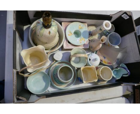 A collection of hand painted Radford and E. Radford items to include lamp bases, vases, posy dishes, posy bowls, condiment po