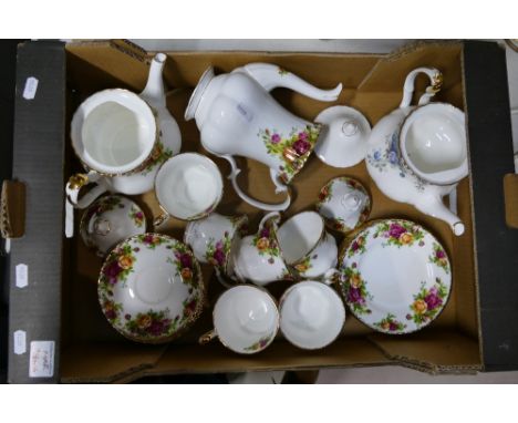 A mixed collection of Royal Albert items to include Old Country Rose tea and coffee pots, cups, saucers, side plates,etc