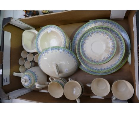 A collection of Royal Doulton princess pattern ironstone teaware to include dinner plates, side plates, cups, saucers, egg cu