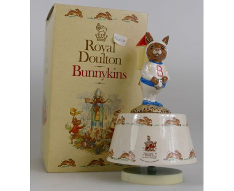 Royal Doulton Bunnykins musical figure Astro Bunnykins playing Fly me to the moon, boxed 