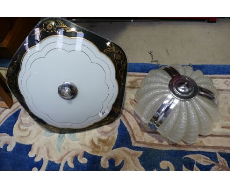 Reproduction pressed glass shell light in the coral shell design together with later perspex unit. (2)