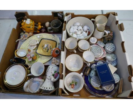 A mixed collection of items to include Spode blue and gold teaware, ceramic toothpaste lids, decorative wall plates, miniatur