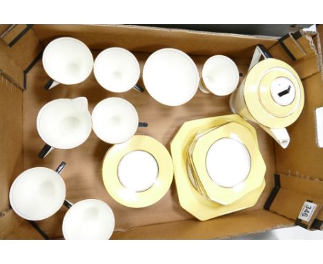 A collection of ceramic teaware in the Art Deco Style by Palissy to include teapot, cups, saucers, sandwich plates etc (22)