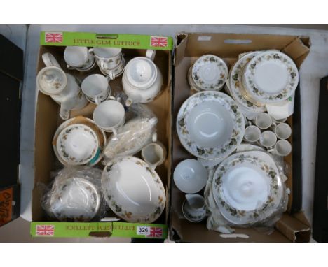 A large collection of Royal Doulton tea and dinner ware in the Larchmont pattern to include part tea set, part coffee set, pa